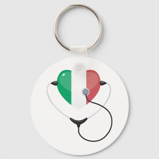 Italiaans Hart met Stethoscoop Healthcare Sleutelhanger (Voorkant)