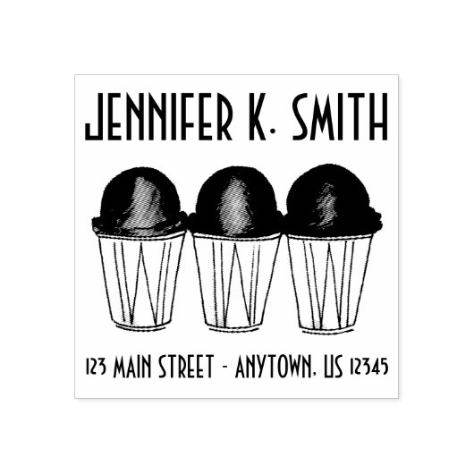 Italiaans Ice Snowball Sno Cone Summertime Adres Rubberstempel (Afrduk)