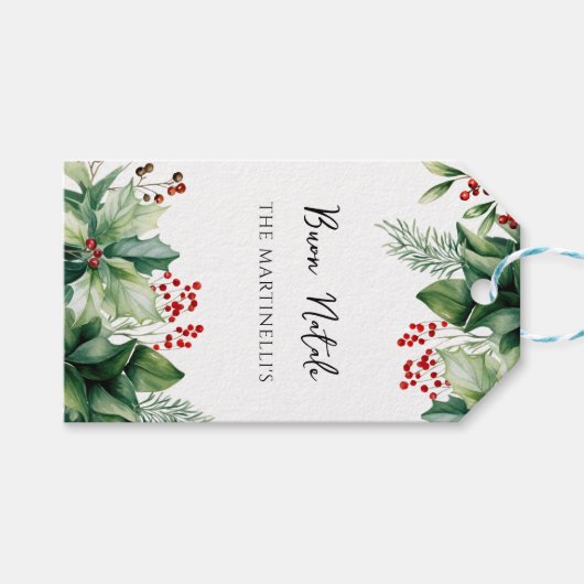 Italiaans Kerstfeest Buon Natale  Cadeaulabel (Voorkant (Horizontaal))