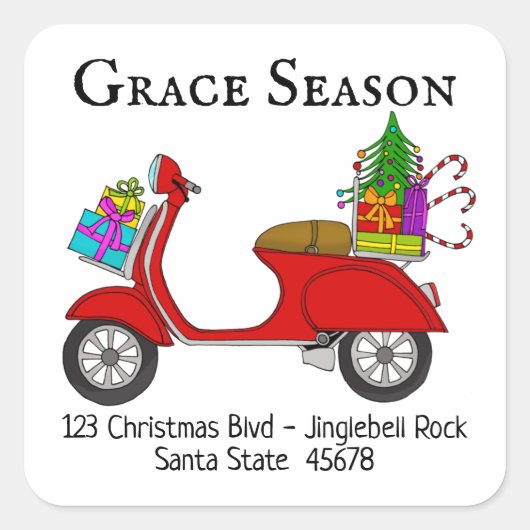  Italiaans kerstscooter kerst Vierkante Sticker (Voorkant)