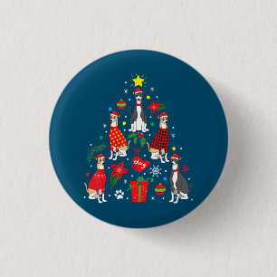Italiaans kerstsierboom met grijze hond Mam Ronde Button 3,2 Cm