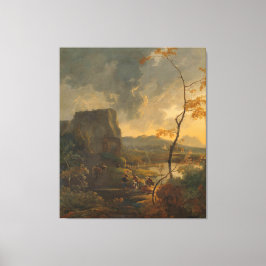 Italiaans landschap met oude Tempietto, Adam Canvas Afdruk