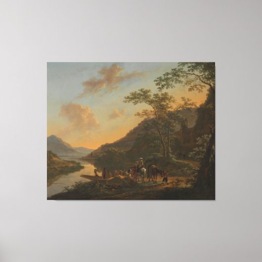 Italiaans Landschap met veerboot, Jan Both, ca. 16 Canvas Afdruk (Voorkant)