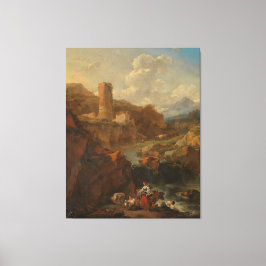 Italiaans landschap, Nicolaes Pietersz. Berchem, 1 Canvas Afdruk