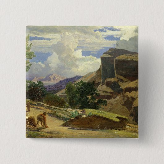 Italiaans landschap vierkante button 5,1 cm (Voorkant)