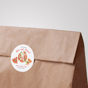 Italiaans Liefde & Pizza Party Slice Vrijgezellenf Ronde Sticker