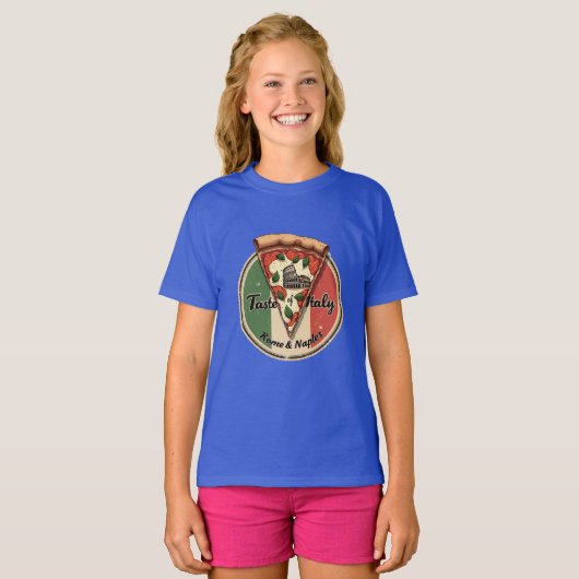 Italiaans met Rome & Naples Pizza T-shirt (Voorkant volledig)