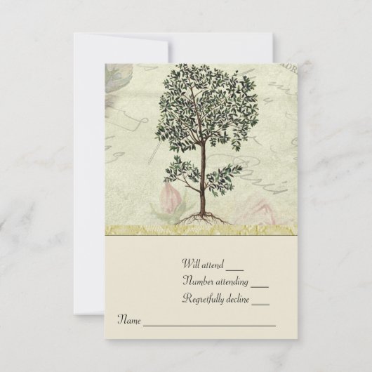 Italiaans Myrtle Tree rsvp met envelop (Achterkant)