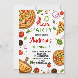 Italiaans Pizzeria Feest Koken Verjaardag Kaart