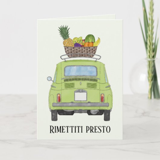 Italiaans Profiteer van de groene Retro Fiat 500 Kaart (Voorkant)