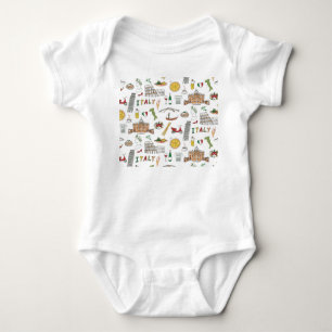 Italiaans reizen, nationaal eten, doodle patroon. romper