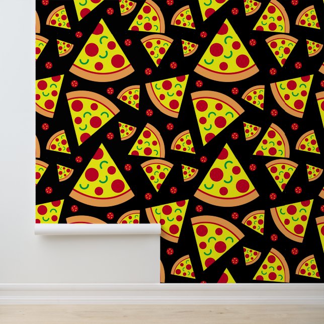 Italiaans restaurant Pepperoni Pizza Slices Behang (Applicatie)