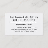 Italiaans restaurant Pizza Visitekaartje (Achterkant)