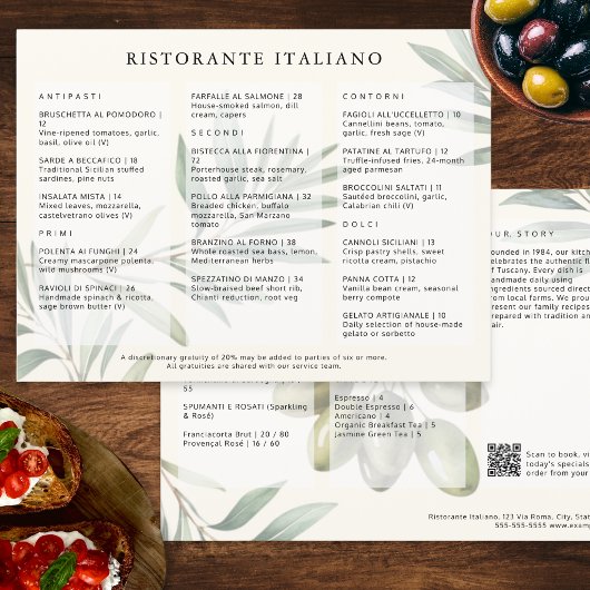 Italiaans restaurant stijlvol modern QR-code menu