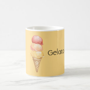 Italiaans Rode Gele Gelato Ijsje Koffiemok