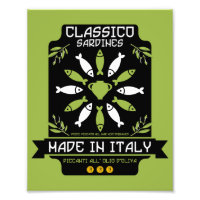 Italiaans Sardine Art Print Keukengeschenk