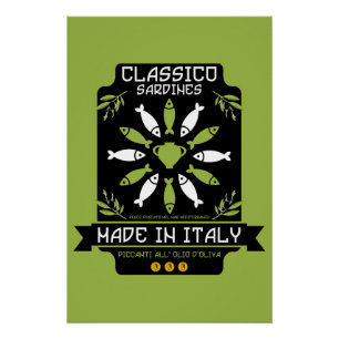 Italiaans Sardine Art Print Keukengeschenk Perfect Poster