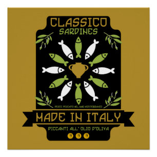 Italiaans Sardine Art Print Keukengeschenk Perfect Poster