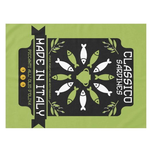 Italiaans Sardine Art Print Keukengeschenk Tafelkleed (Voorkant (Horizontaal))