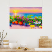 Italiaans Seaside Garden Patio Poster (Keuken)