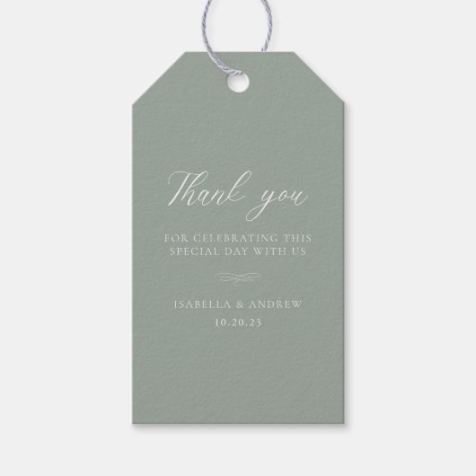 Italiaans Solid Sage Green Wedding Cadeaulabel (Voorkant)