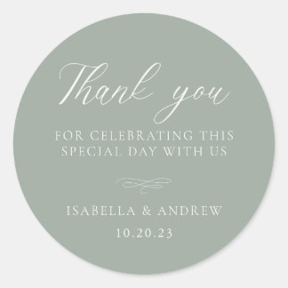 Italiaans Solid Sage Green Wedding Ronde Sticker