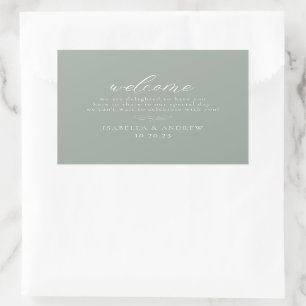 Italiaans Solid Sage Green Welcome Wedding Rechthoekige Sticker
