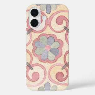 Italiaans Spaans Majolica Roze Bloem Waterverf iPhone 16 Hoesje