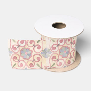 Italiaans Spaans Majolica Roze Bloemen Waterverf Lint