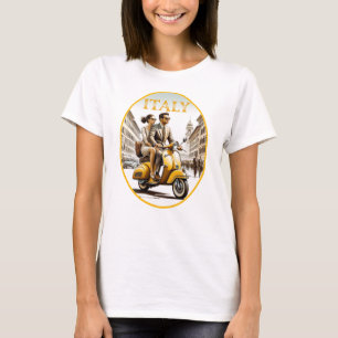 Italiaans stel op scooter t-shirt