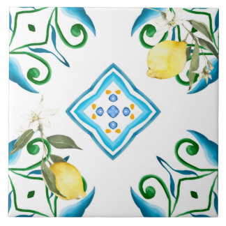Italiaans stijl, tegels, majolica, citroen, all-ov tegeltje