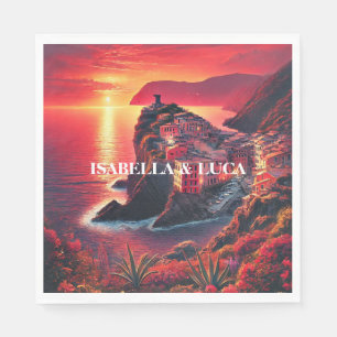 Italiaans Sunset Coastal Bold Rood & Sinaasappel K Servet