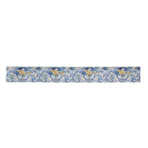 Italiaans Tegel Blauw N Wit Geel Bloemen Decoupage Lint