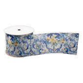Italiaans Tegel Blauw N Wit Geel Bloemen Decoupage Lint (Spoel)