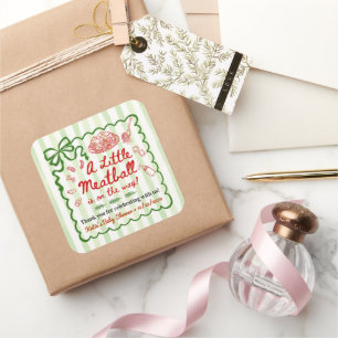 Italiaans thema baby shower groene strik vierkante sticker