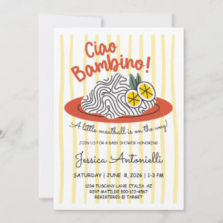 Italiaans thema baby shower pasta Ciao Bambino Ita Kaart