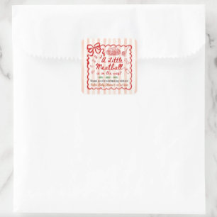 Italiaans thema baby shower rode strik kleine vierkante sticker