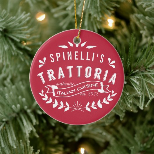 Italiaans Trattoria | restaurant Logo Red Keramisch Ornament (Boom)