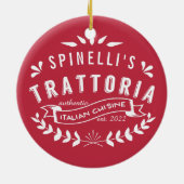 Italiaans Trattoria | restaurant Logo Red Keramisch Ornament (Achterkant)