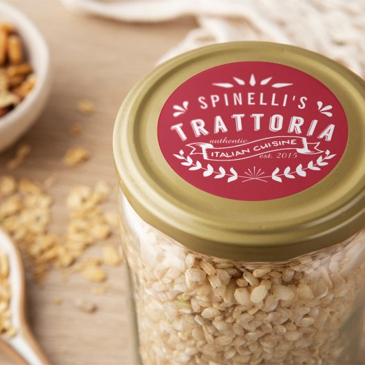 Italiaans Trattoria Restaurant Logo Red Ronde Sticker