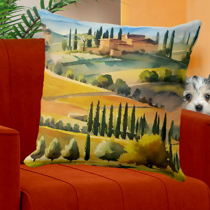 Italiaans Tuscans waterverf landschap Kussen