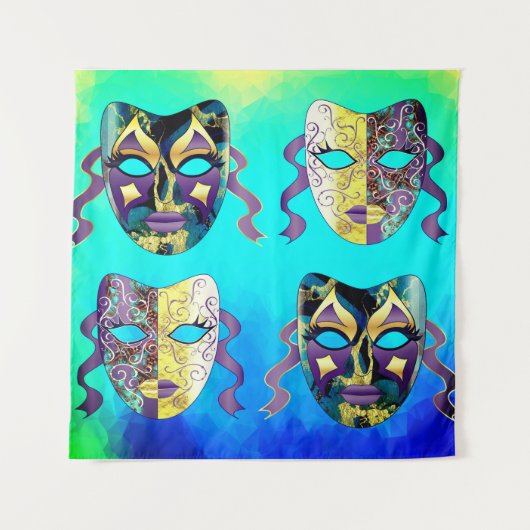 Italiaans Venetiaans Carnaval Masker Patroon Wandkleed (Voorkant)