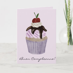 Italiaans Verjaardag Cherry Cupcake Kaart