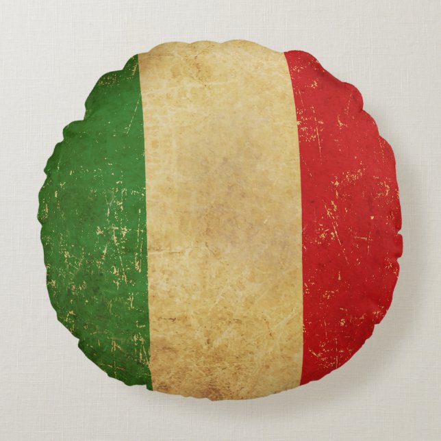 Italiaans vlag  Grunge ontwerp Rond Kussen (Voorkant)