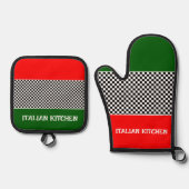 Italiaans vlaggenontwerp ovenwant & pannenlap set (Voorkant)