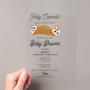 Italiaans Voedsel Heilige Cannoli Baby Shower Acryl Uitnodigingen