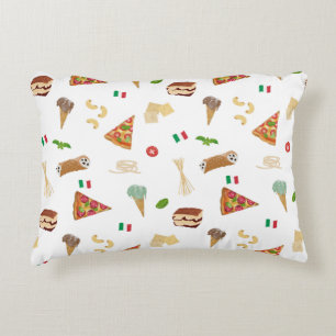 Italiaans Voedsel Pizza Pasta Tiramisu Patroon Accent Kussen