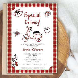 Italiaans Voedsel Rode Baby Shower met Speciale Le Kaart