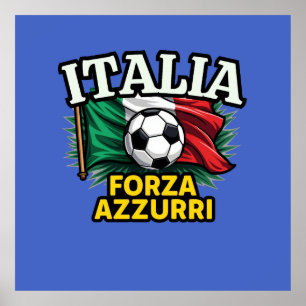 Italiaans Voetbalpassie – Forza Azzurri Vlag Poster