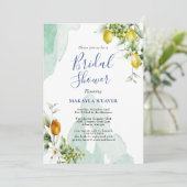 Italiaans vrijgezellenfeest met citroenblauw flora kaart (Staand voorkant)